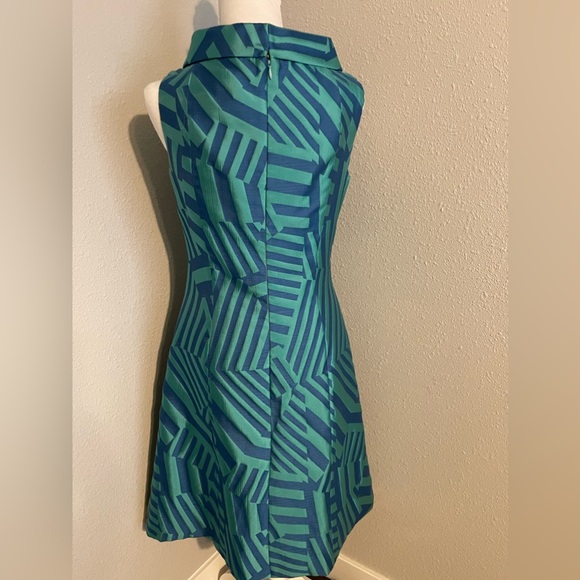 B MIchael America Red Collection Blue & Mint Patterned Knee Length Dress Size 4 - Picture 7 of 11
